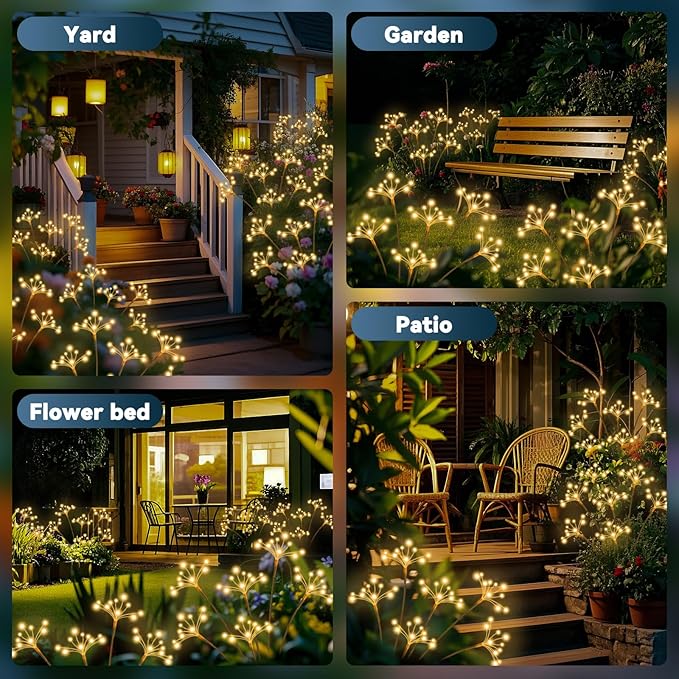 Solar Garden Lights 4 Pack Waterproof Solar Swaying Starburst Light Outdoor - Image 6