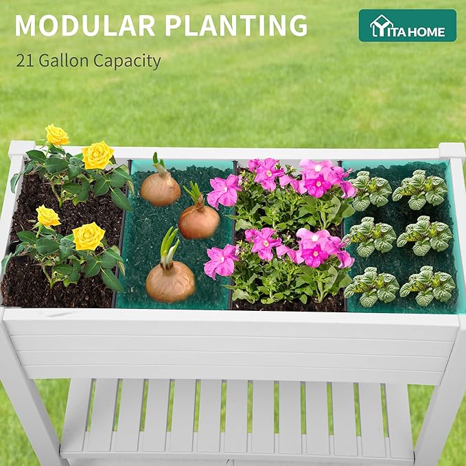 YITAHOME 43.3x17.7x34 in Elevated Garden Bed, Outdoor Plastic Planter Box - Image 5