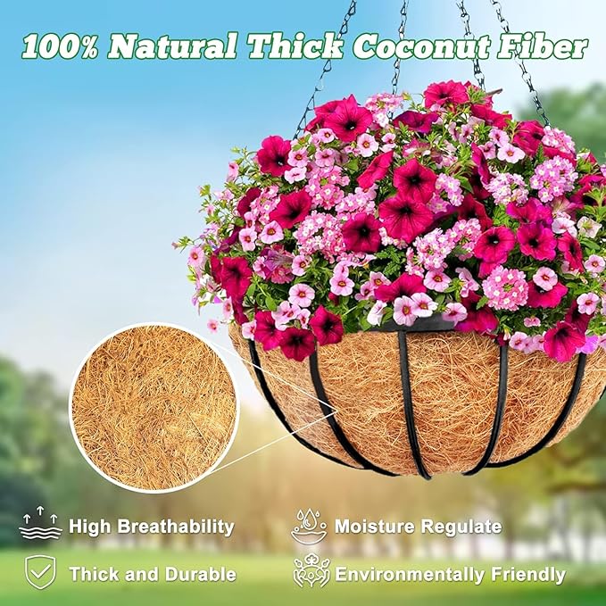 Y&M 2PCS 14" Round Coconut Fiber Liner Pre-Formed Replacement - Image 6