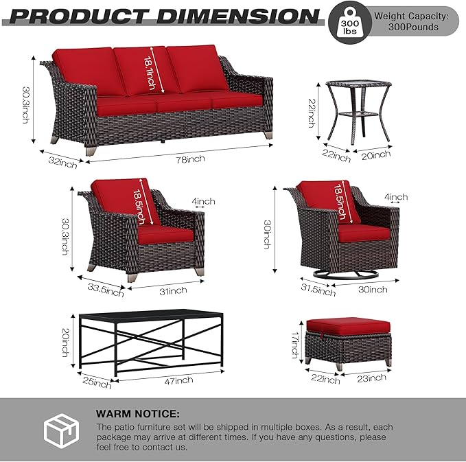 Joyside Wicker Patio Furniture Sets, 4 Pieces Upgraded Large Size Outdoor - Image 2