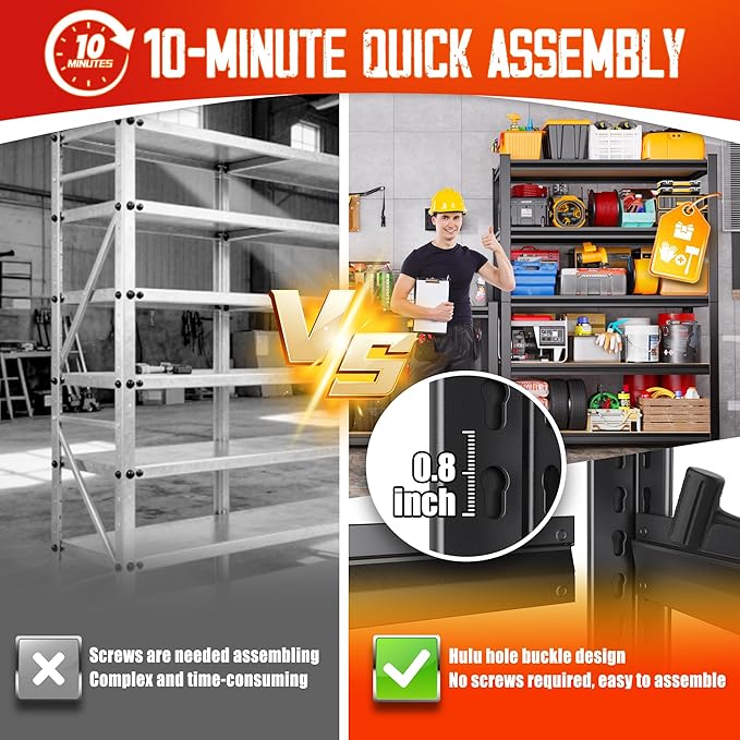 Set of 2 Garage Shelving-2050LBS 5 Tier Storage Shelves, Adjustable Heavy Duty - Image 6