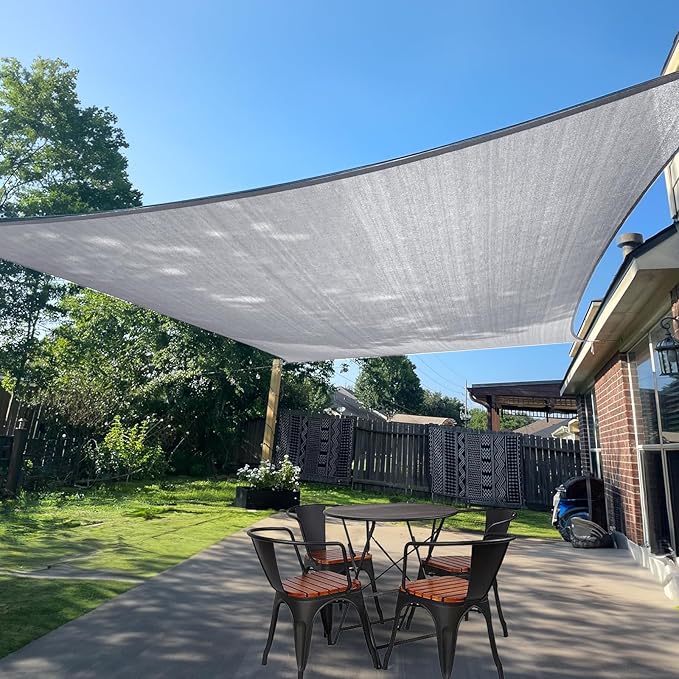 SUNLAX Sun Shade Sail 8' x 8' Silver Grey Square Canopy Sail Shade Cover UV by SUNLAX