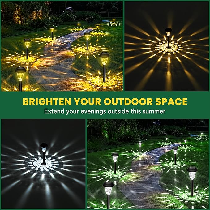 GIGALUMI 12 Pack Solar Lights Outdoor Waterproof, Cool White Pathway Lights - Image 2