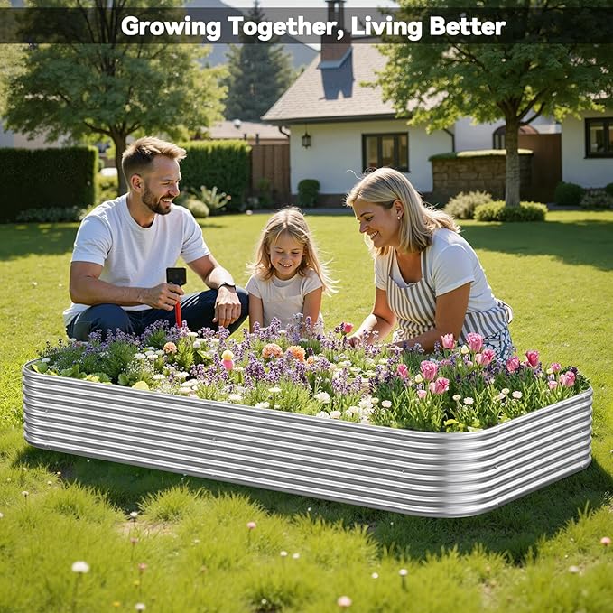 2 Pack Tall 8x4FT Raised Beds for Gardening, Corrugated Galvanized Steel Raised - Image 5