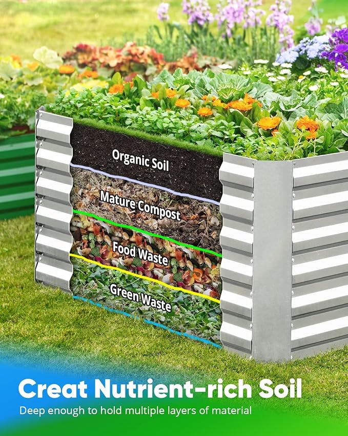 Quictent Galvanized Raised Garden Bed 4x3x2ft Tall Garden Bed Extra Height - Image 4