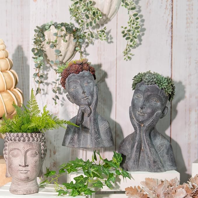 Newman House Studio Succulents Face Planters Pots Head - Image 11