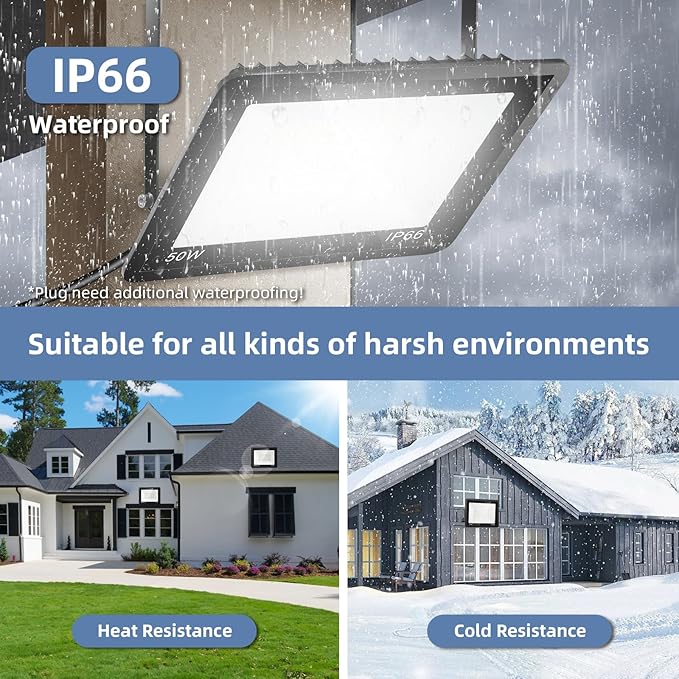 50W Flood Lights Outdoor, 7000LM Bright LED Work Light, IP66 Waterproof Outside - Image 5