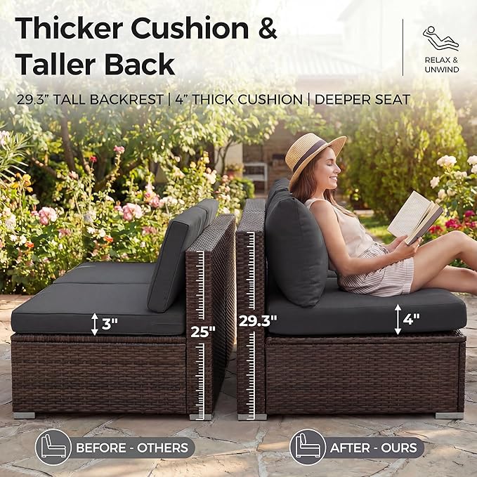 NICESOUL 6 Piece L Shape Outdoor Couch Set - Image 7