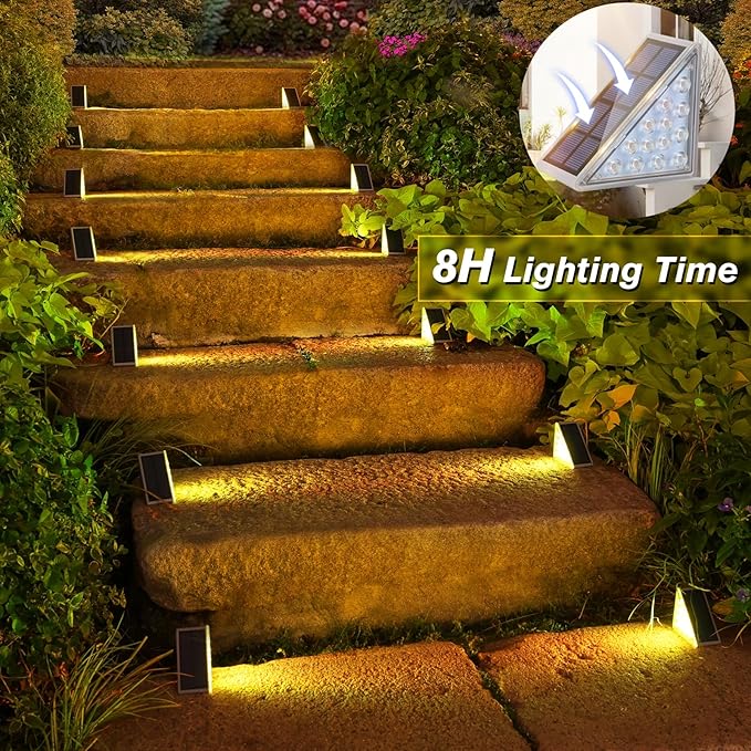 VOLISUN Solar Stair Lights 8 Pack, 7 Fixed Colors, Solar Step Lights Outdoor - Image 5