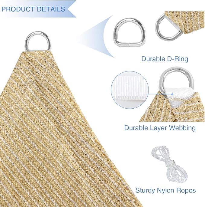 E&K Sunrise 23' x 23' x 23' Sun Shade Sail Triangle Canopy Shade Cover UV Block - Image 4