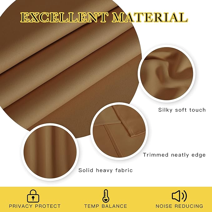 NICETOWN Gold Brown Blackout Curtains - Image 2