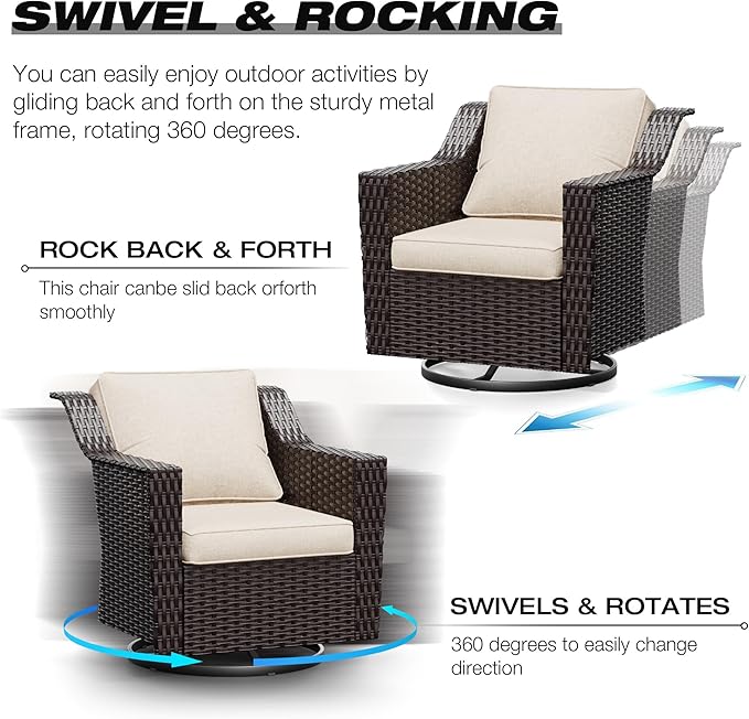 Joyside Wicker Patio Furniture Sets, 5 Pieces Upgraded Large Size Outdoor - Image 3