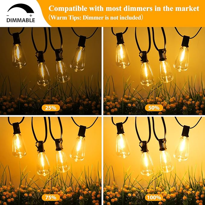 Brightever LED Outdoor String Lights 100FT Patio Lights - Image 4