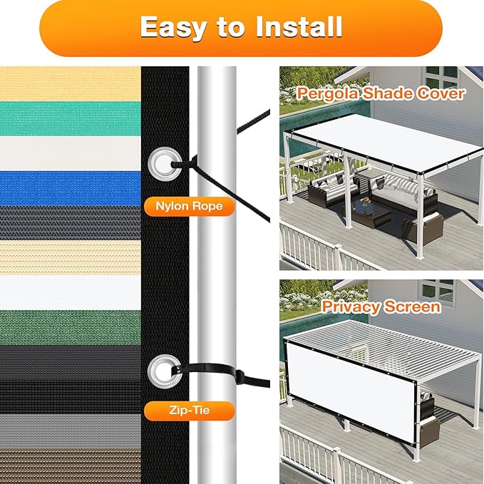 Artpuch Outdoor Pergola Shade Cover 8' X 24' Sun Shade Cloth - Image 5