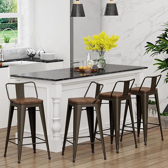 Yongchuang 24 inch Bar Stools Set of 4 Metal Counter Height Bar Stools - Image 2