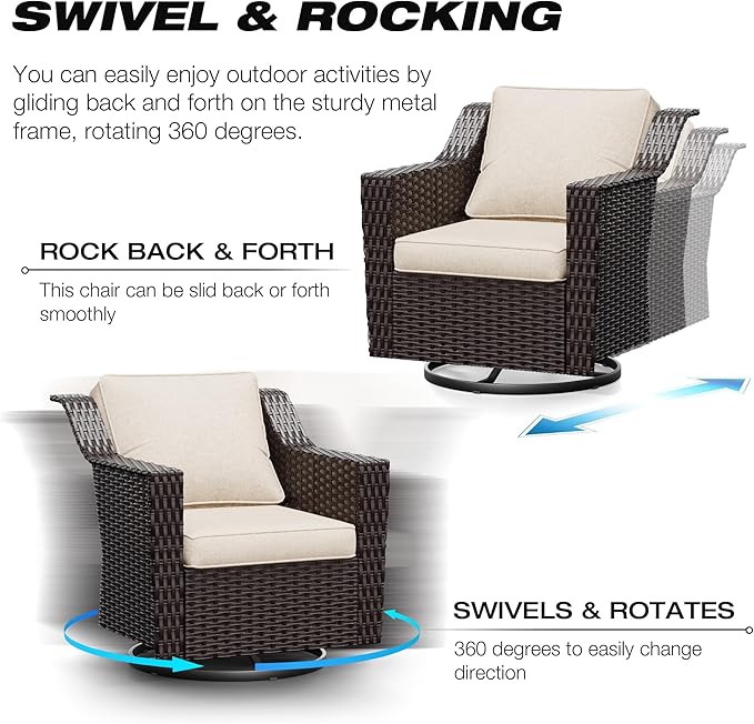 Joyside Swivel Patio Chairs Set of 2, Wicker Patio Furniture - Image 3