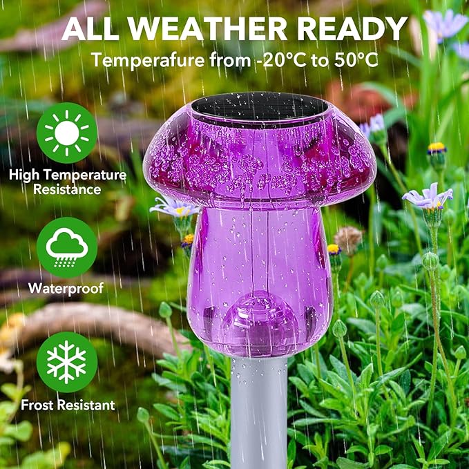 Solar Lights Outdoor, 8 Pack Mushroom Lights Outside Waterproof, Solar Powered - Image 5