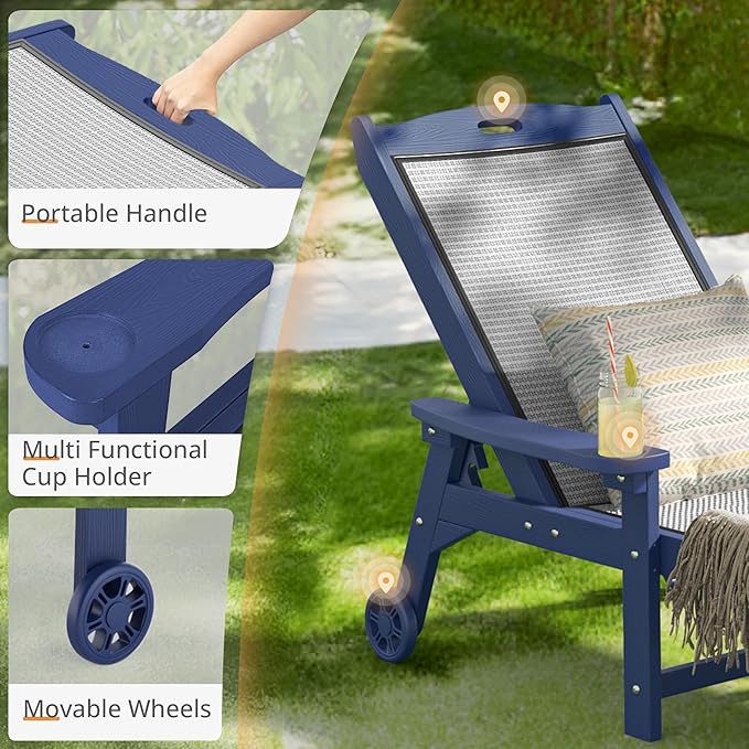 LUE BONA Chaise Lounge Chair Outdoor Set of 2, HDPS and HDPE Wicker Material - Image 5