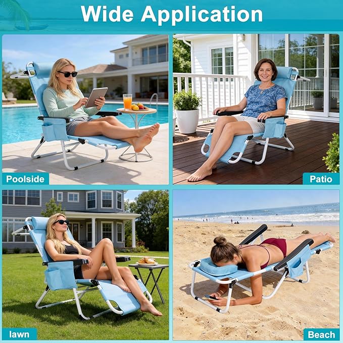 ABORON Tanning Chair with Face Hole, 5-Position Adjustable Reclining Beach - Image 6