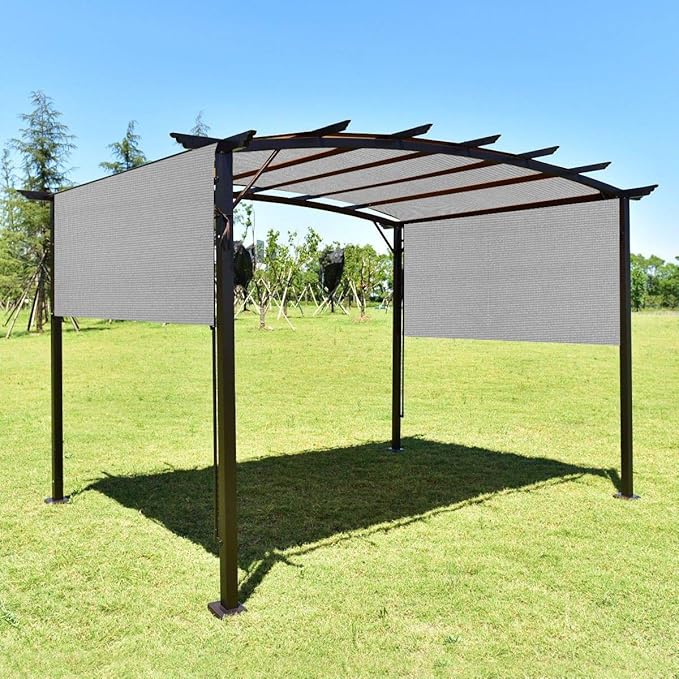 Eden's Decor Straight Flat-Edged Sun Shade Sail Rectangular 8' x 12' Grey - Image 6
