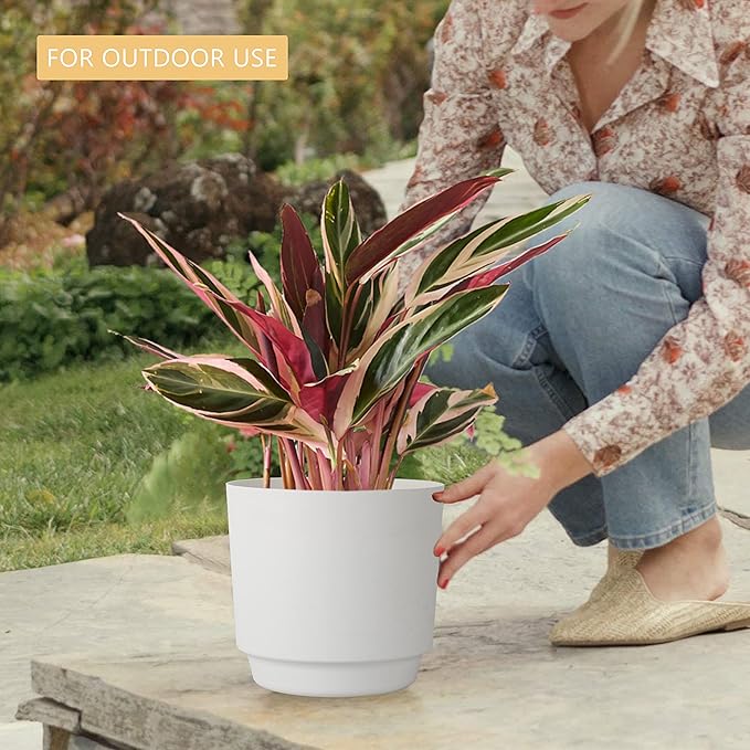 kubvici Plant Pots for Indoor Plants, 2 Pack 10 Inch Plant Pot Plastic Flower - Image 7