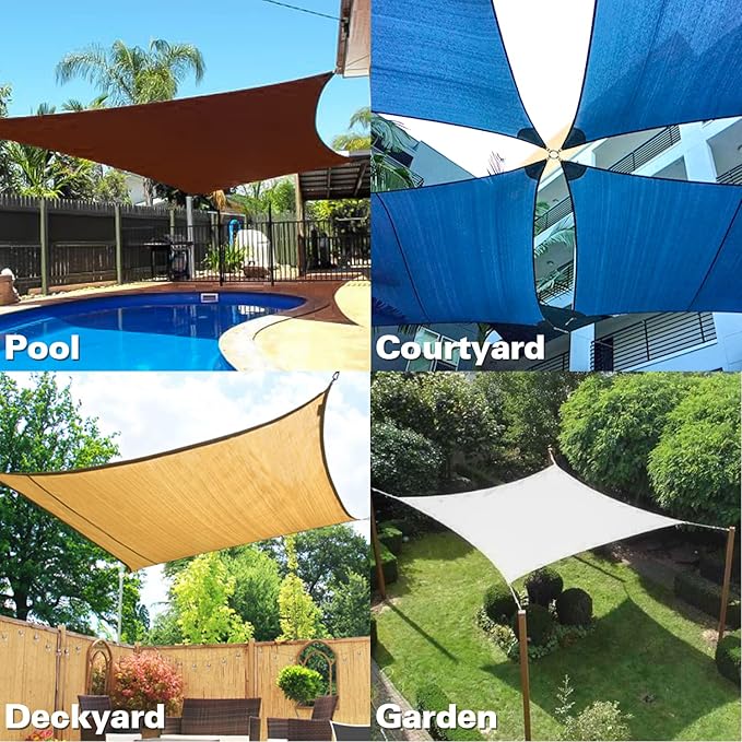 KANAGAWA 7'X9' Dark Gray Custom Size Sun Shade Sail Rectangle UV Block Canopy - Image 7
