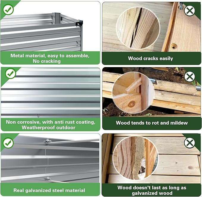 4×3×1FT Galvanized Raised Garden Bed Kit, Metal Planter Boxes, Large Raised - Image 5