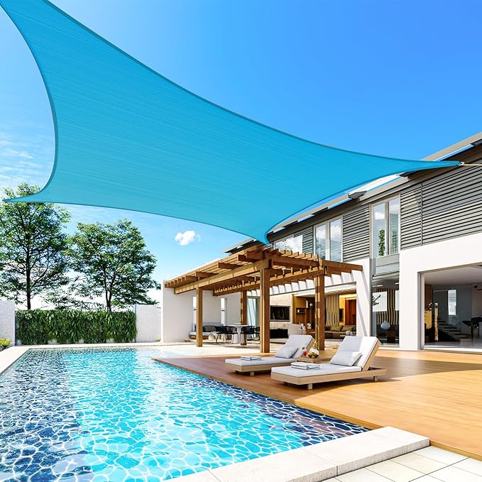 Quictent 24X24FT Large Overzied 185G HDPE Square Sun Shade Sail Turquoise - Image 7