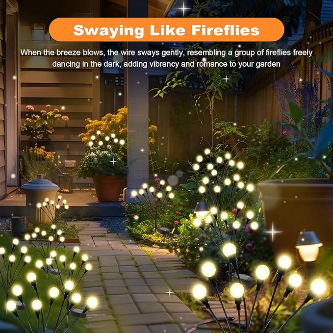 ALSO GO Solar Lights Outdoor, 6 Pack 48 LEDs Firefly Lights, Waterproof Solar - Image 5