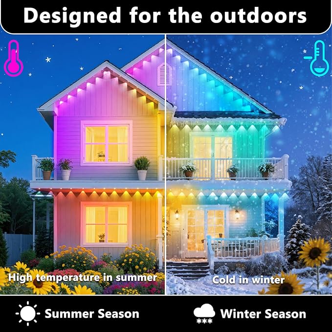 300FT Permanent Outdoor RGB Lights, IP67 Waterproof Smart Eave Lighting - Image 3