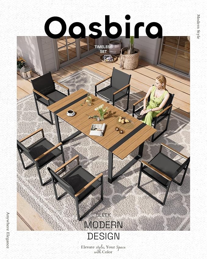 Outdoor Table and Chairs of 4, Patio Dining Sets, HDPS + Aluminum Outdoor - Image 6