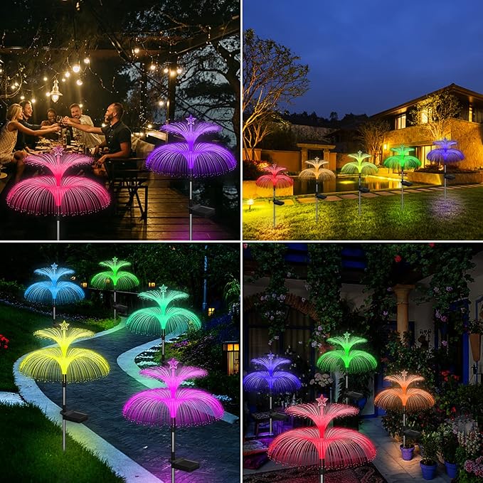 Solar Garden Lights 6 Pack New Upgraded Solar Lights Outdoor Waterproof 7 Color - Image 5