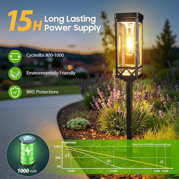 KOOPER Taller Solar Pathway Lights Outdoor, 6 Pack Upgraded Brighter Solar - Image 2