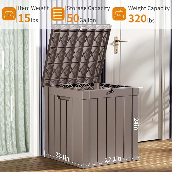 EasyUp 50 Gallon Deck Box Outdoor Storage Box - Image 3