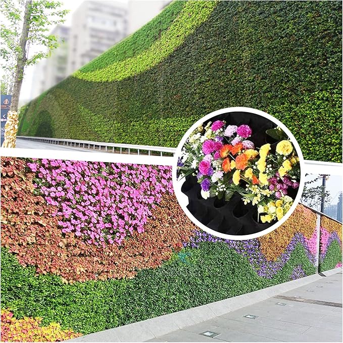 64 Pockets Hanging Planter Bags, Hanging Vertical Wall Mounted Plant Planting - Image 2