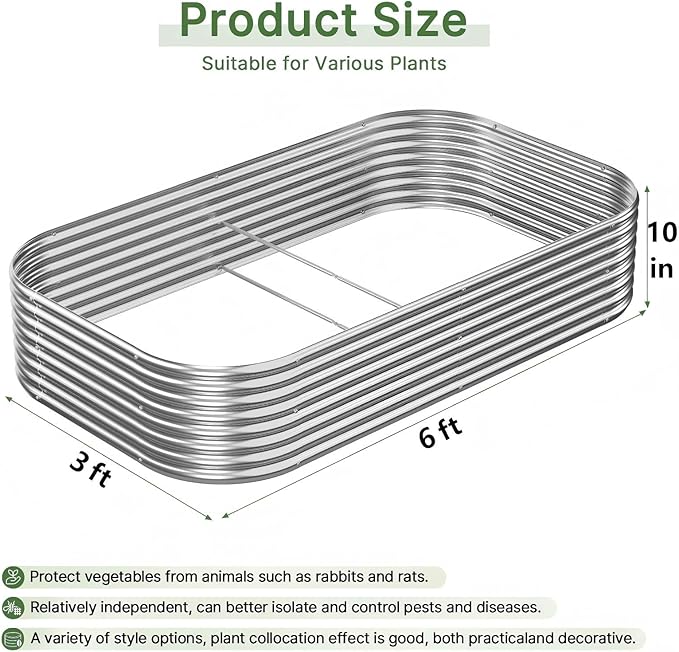 3 PCS 6x3ft Galvanized Raised Garden Bed Outdoor, Metal Garden Bed - Image 2