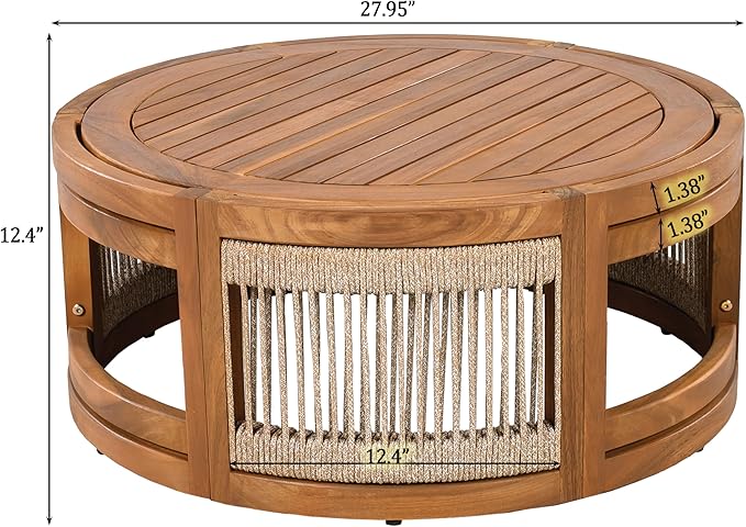 Merax 4-Piece Patio Premium Acacia Wood Outdoor Furniture Set, All Weather - Image 10