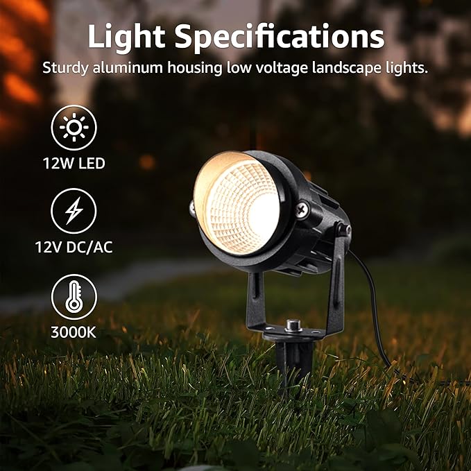 SUNVIE 12 Pack Low Voltage Landscape Lights - Image 2