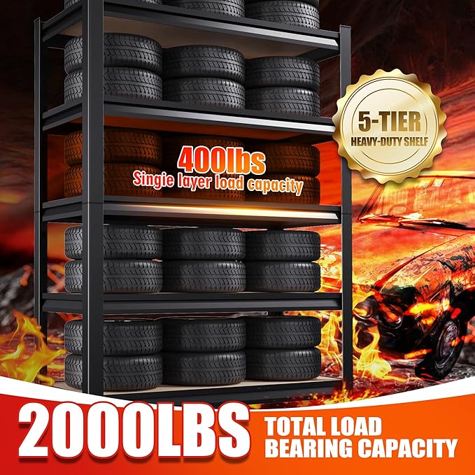Set of 2 Garage Shelving-2050LBS 5 Tier Storage Shelves, Adjustable Heavy Duty - Image 7