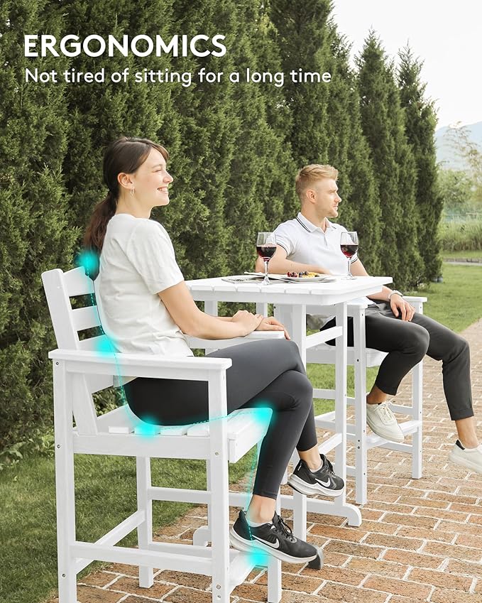 SERWALL Tall Adirondack Bar Chairs and Table 3 Pieces Set, Adirondack Bar - Image 7