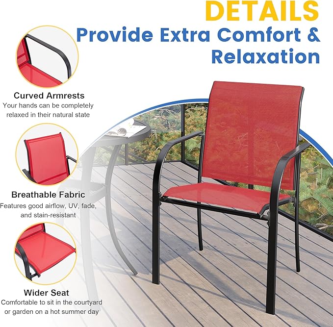 VICLLAX Patio Dining Set for 4, Outdoor Furniture Set Includes 1 Square Patio - Image 4