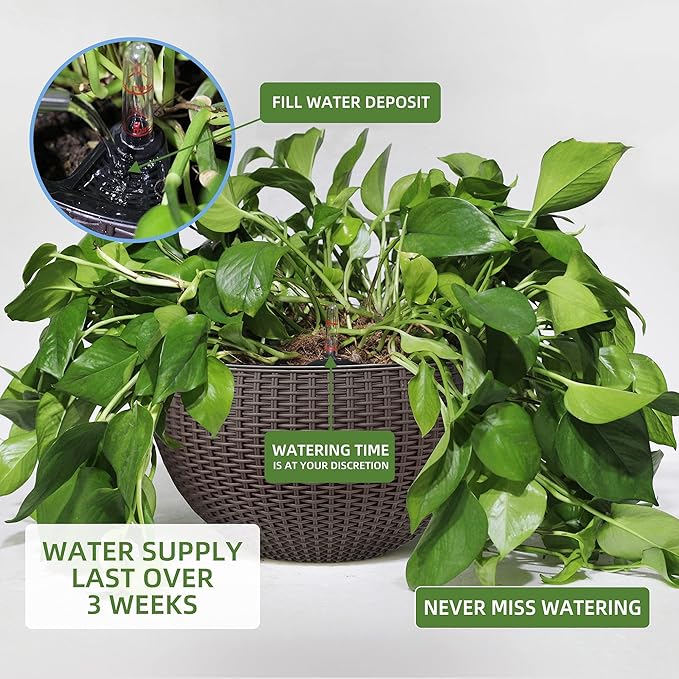 Dexceder 10.5 Inch Large Self Watering Hanging Planters Indoor Outdoor - Image 4