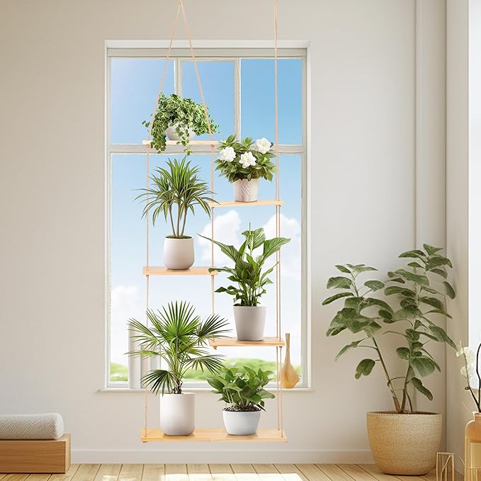 Hemp Rope Hanging Window Plant Shelf from Ceiling - Image 8