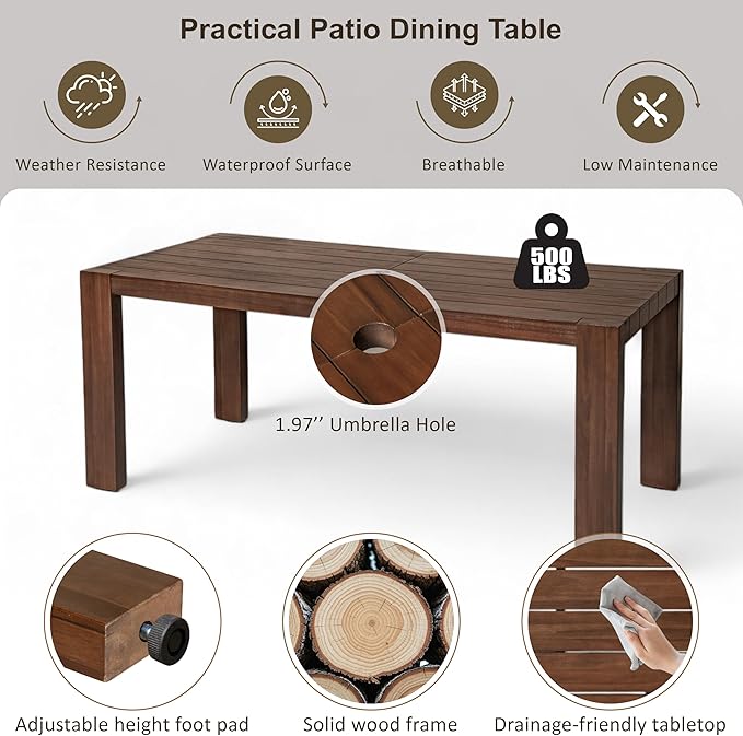 Merax 7-Piece Patio Dining Table Set, Outdoor Furniture Set - Image 5