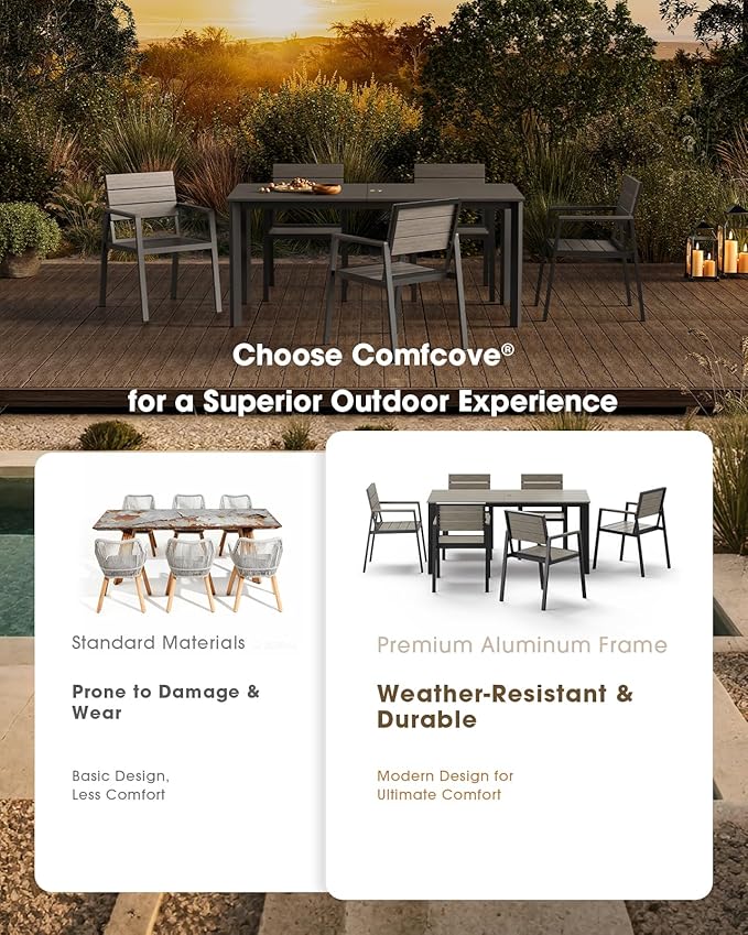 Outdoor Patio Dining Set for 4，Aluminum & HDPS Patio Table and Chairs Set - Image 2