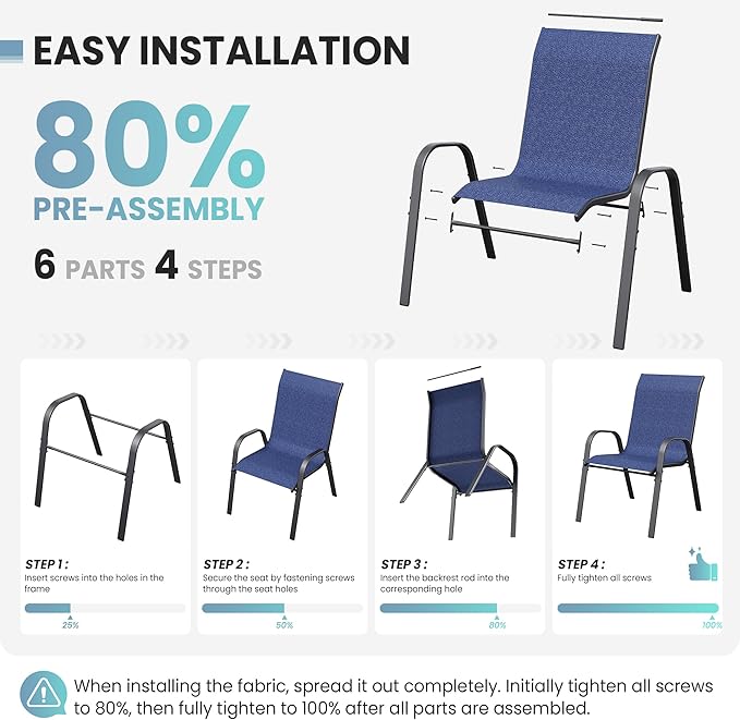 Patio Dining Chairs Set of 4, Outdoor Stackable Dining Chairs High Back - Image 8