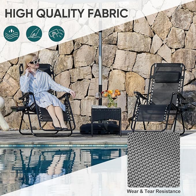 NEWBULIG Zero Gravity Chair Set of 4, Lounge Chair Folding Portable Adjustable - Image 3