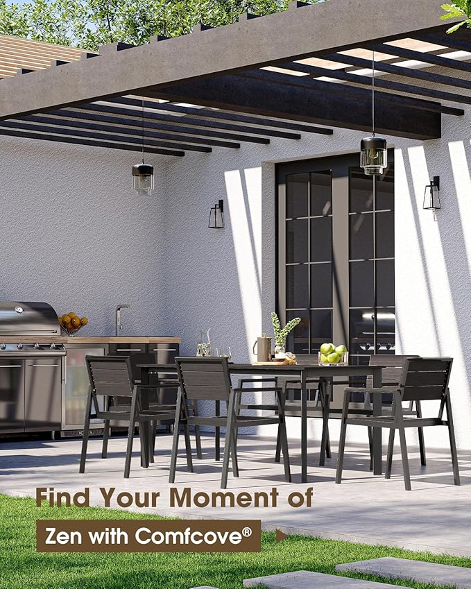 Outdoor Patio Dining Table, Aluminum & HDPS Outdoor Table - Image 6