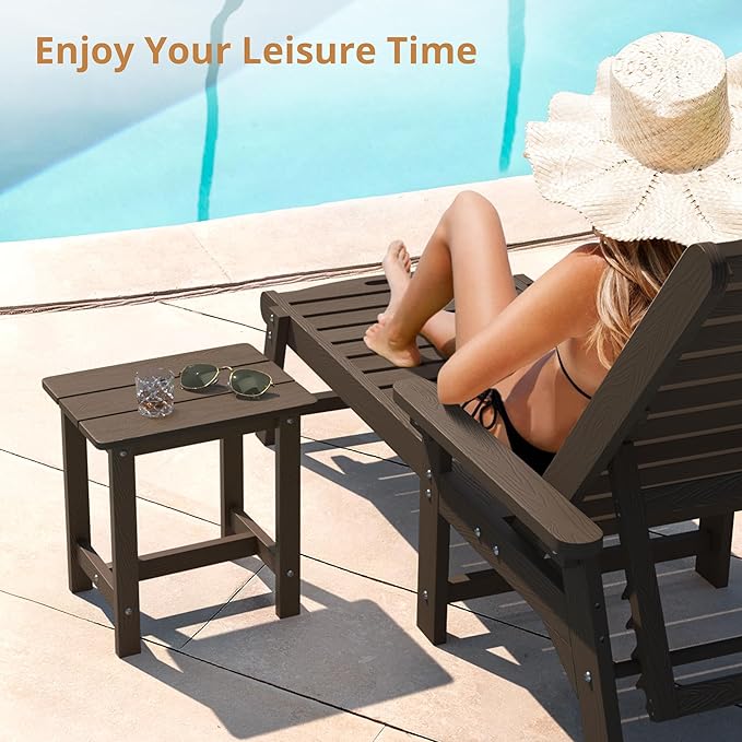 LUE BONA Outdoor Side Table, HDPS Small Outdoor Adirondack Side Tables - Image 4