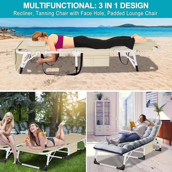ABORON 3 in 1 Sun Tanning Chair Oversized - Image 5